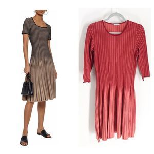 Tomas Maier Fluted Striped Knit Dress Sz 8